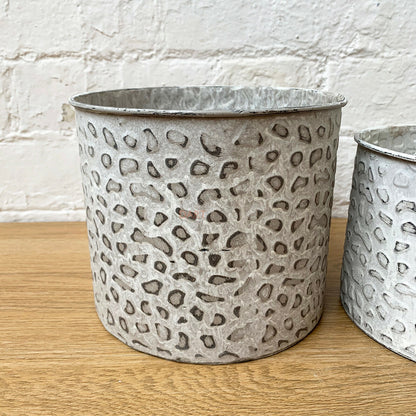 Set Of Metal Leopard Print Plant Buckets