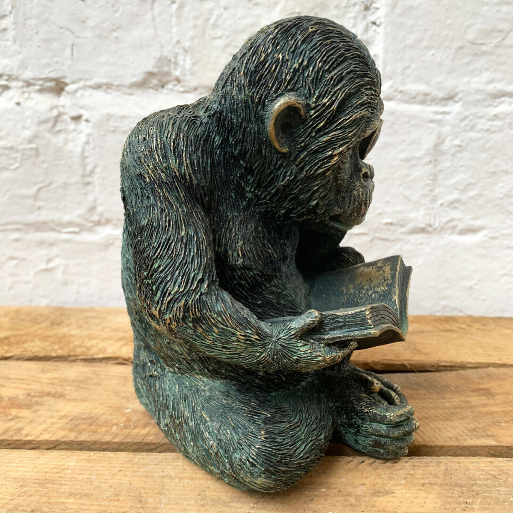 Bronze Resin Studious Ape Bookend