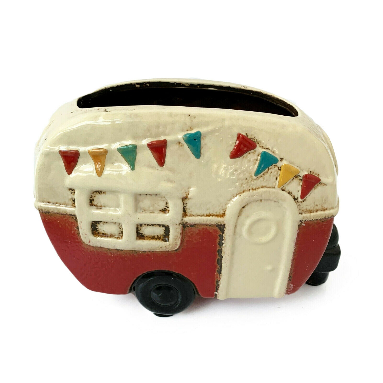 Indoor Red Ceramic Caravan Planter