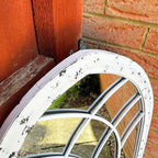 Distressed White Arched Garden Mirror