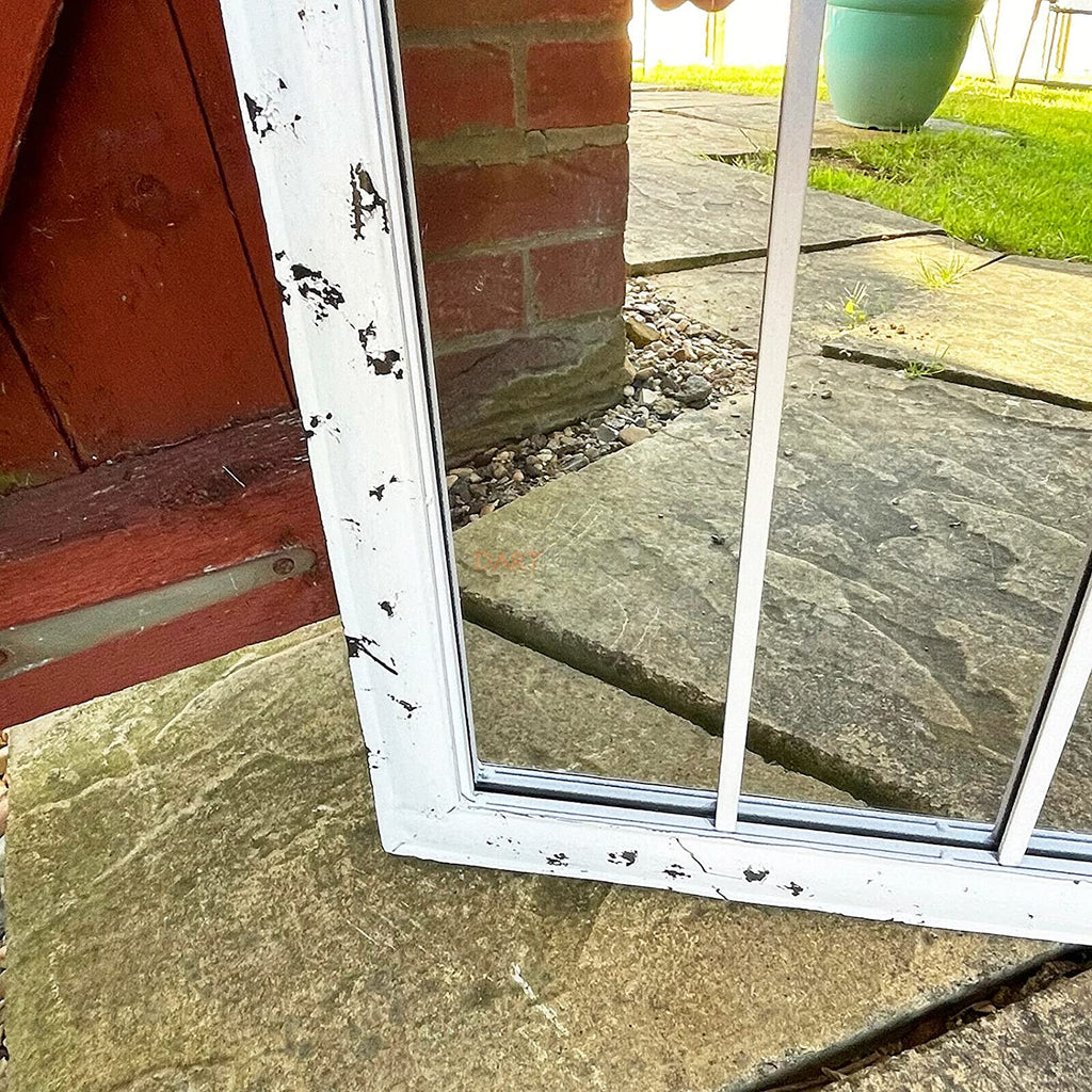 Distressed White Arched Garden Mirror