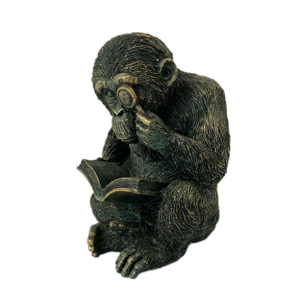 Bronze Resin Studious Ape Bookend