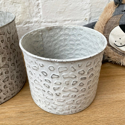 Set Of Metal Leopard Print Plant Buckets