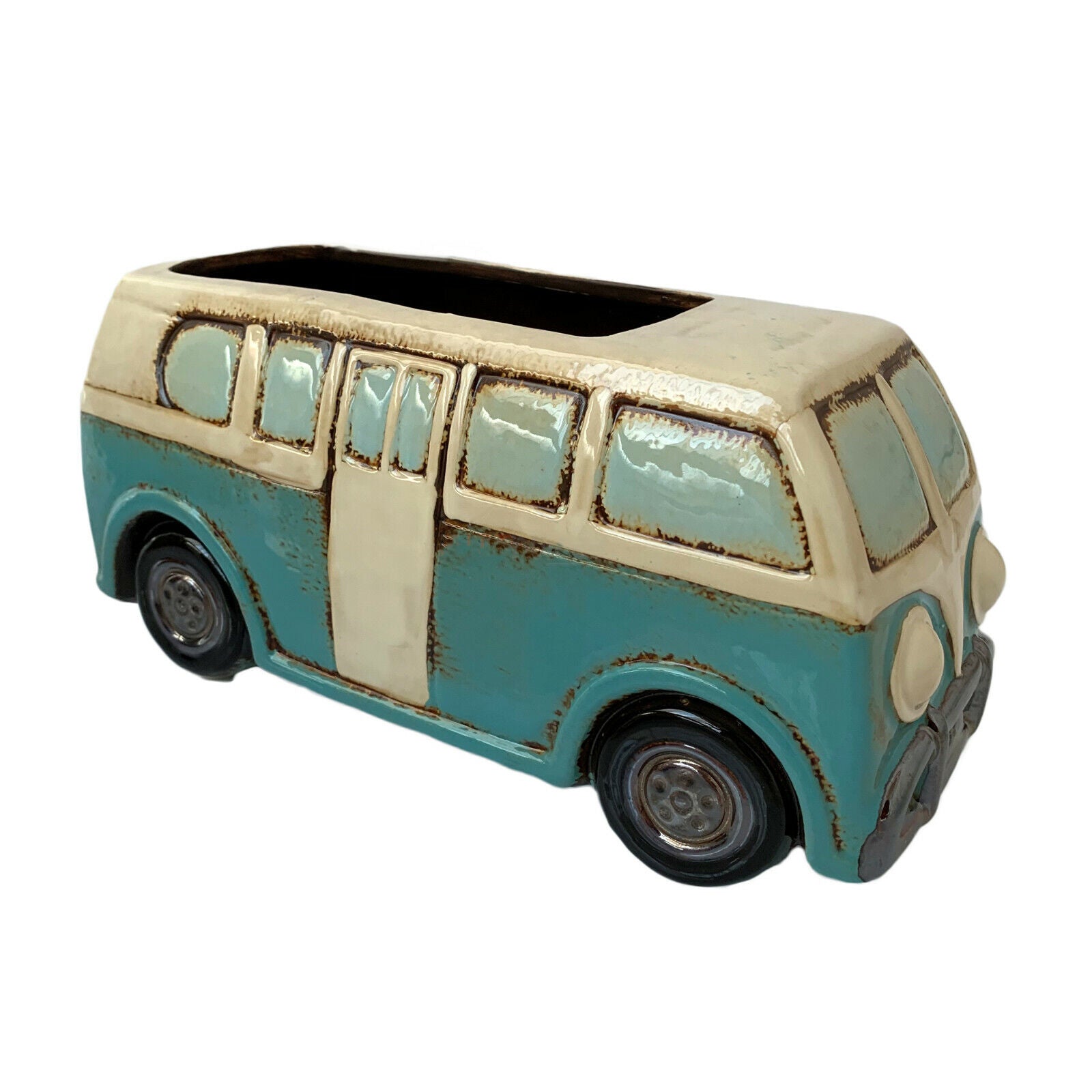Ceramic Blue Camper Van Plant Pot