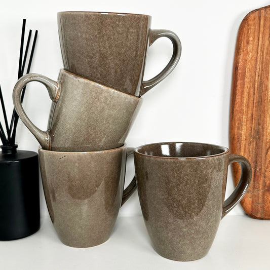 4pc Stoneware Reactive Glaze 400ml Mugs - Brown