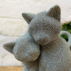 Silver Glitter Cat Couple Ornament