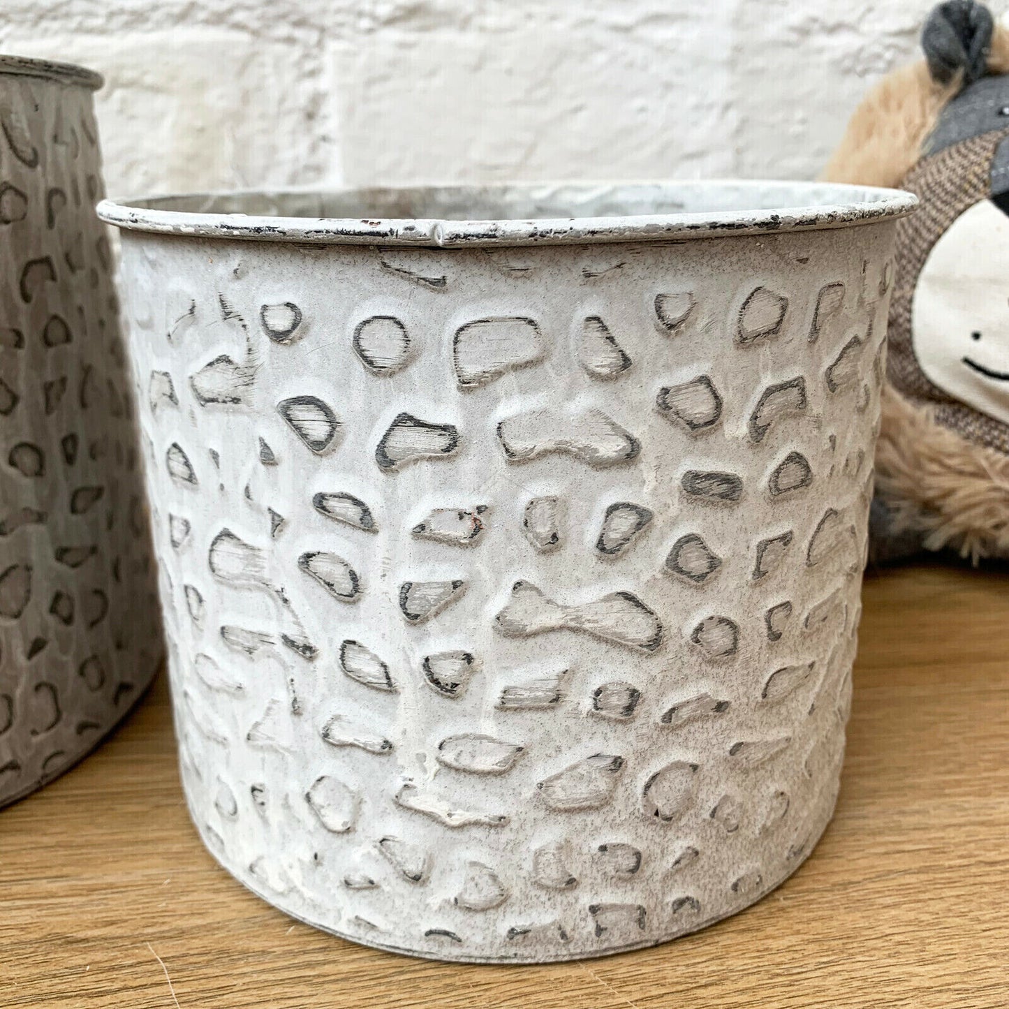 Set Of Metal Leopard Print Plant Buckets