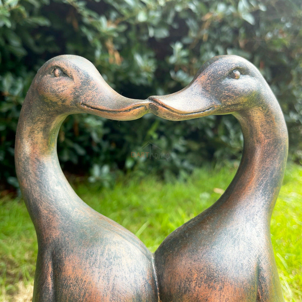 Resin Kissing Ducks Garden Sculpture 26cm