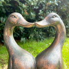 Resin Kissing Ducks Garden Sculpture 26cm