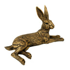 Resin Gold Lying Hare Sculpture 24cm