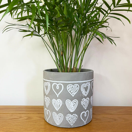 Cement Scribble Love Heart Plant Pot Holder