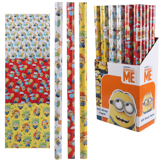 3 x sortiertes Geschenkpapier „Ich – Einfach Unverbesserlich Minions“.