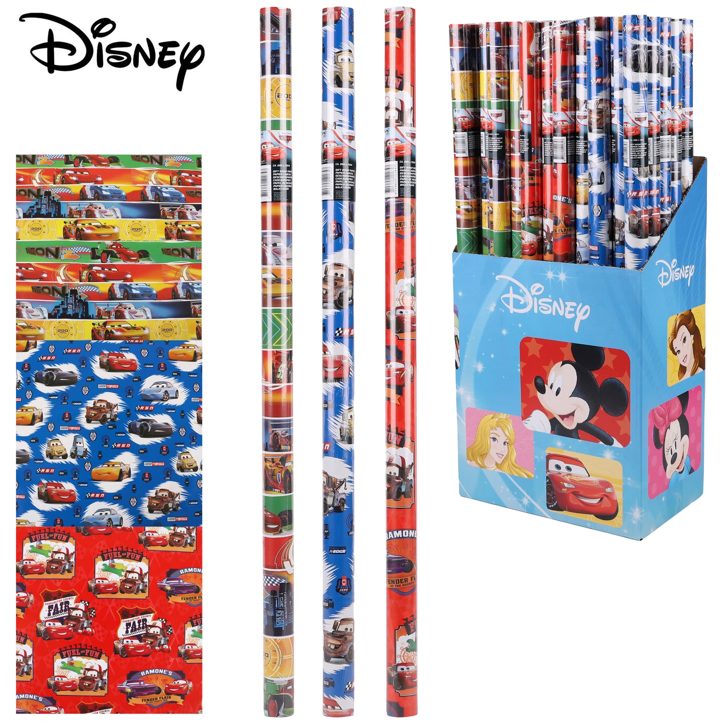 3x Assorted Disney Cars Gift Wrapping Paper