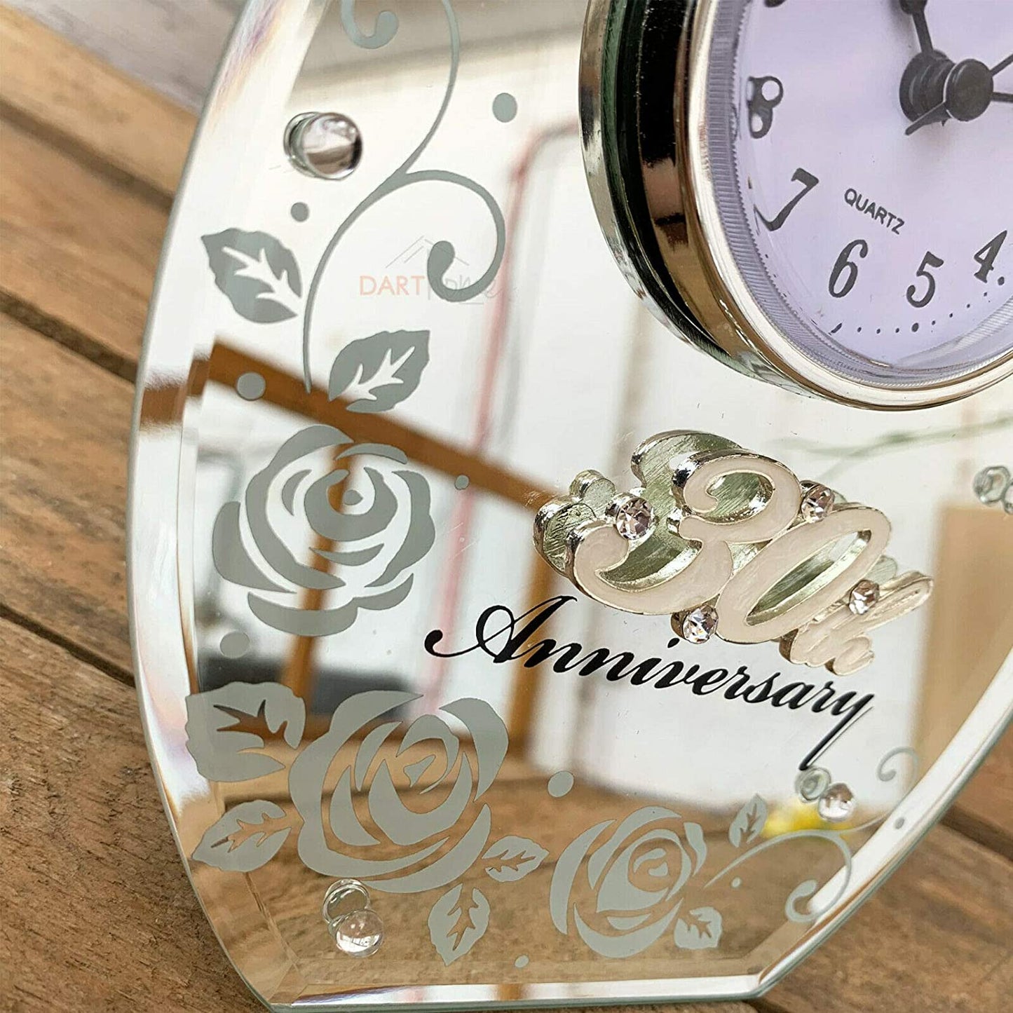 30th Pearl Wedding Anniversary Mirrored Clock