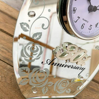 30th Pearl Wedding Anniversary Mirrored Clock