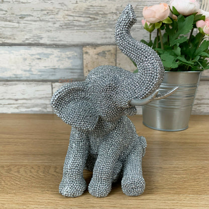 Silver Baby Elephant Ornament