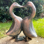 Resin Kissing Ducks Garden Sculpture 26cm