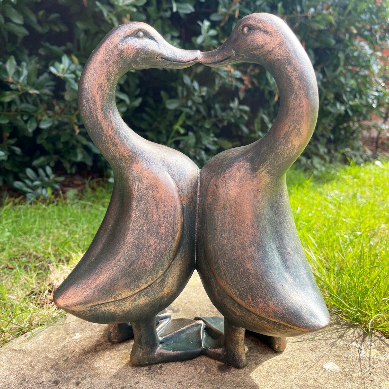 Resin Kissing Ducks Garden Sculpture 26cm