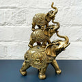 Gold Buddha Elephant Trio Stack Home Ornament 26cm
