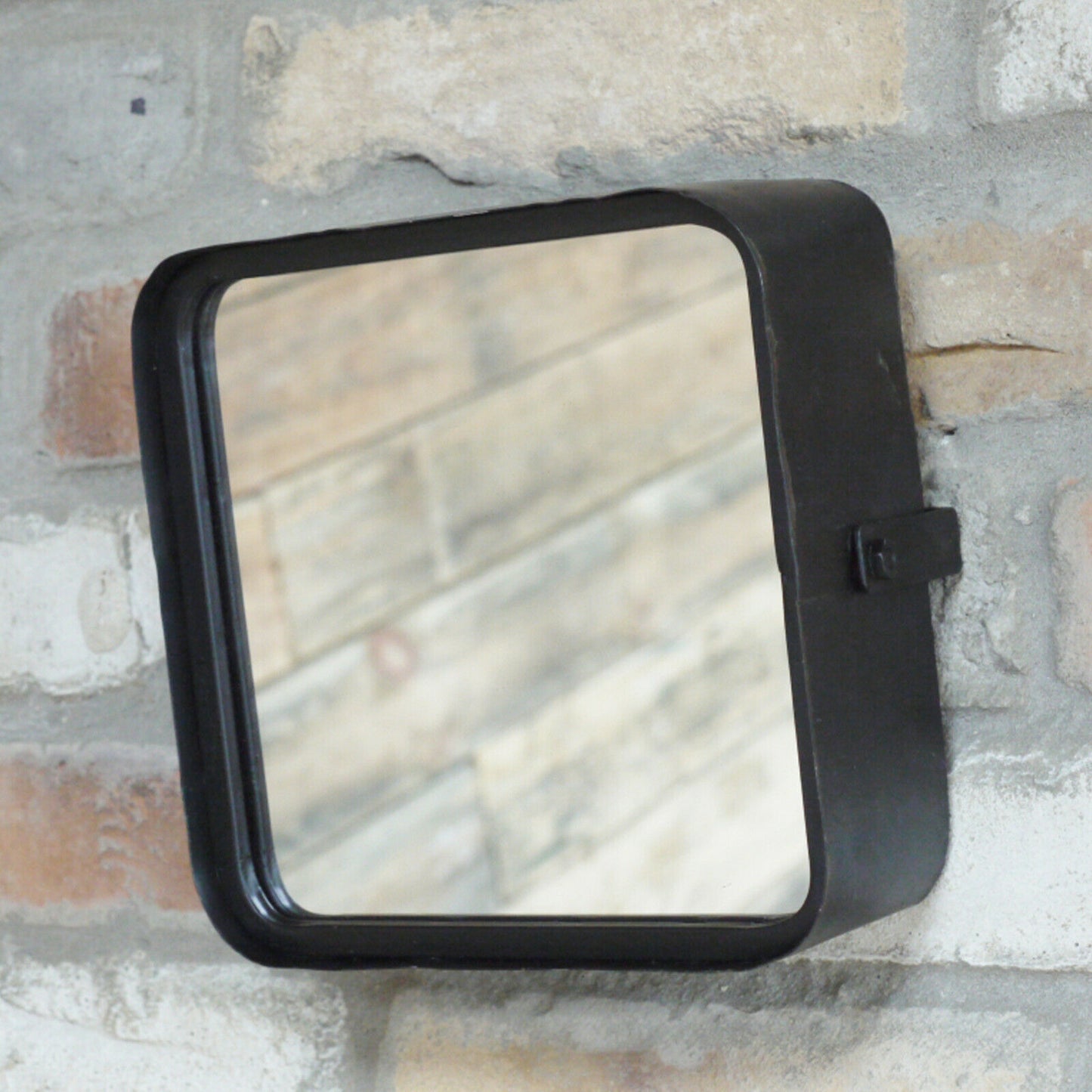 Industrial Black Metal Wall Mirror