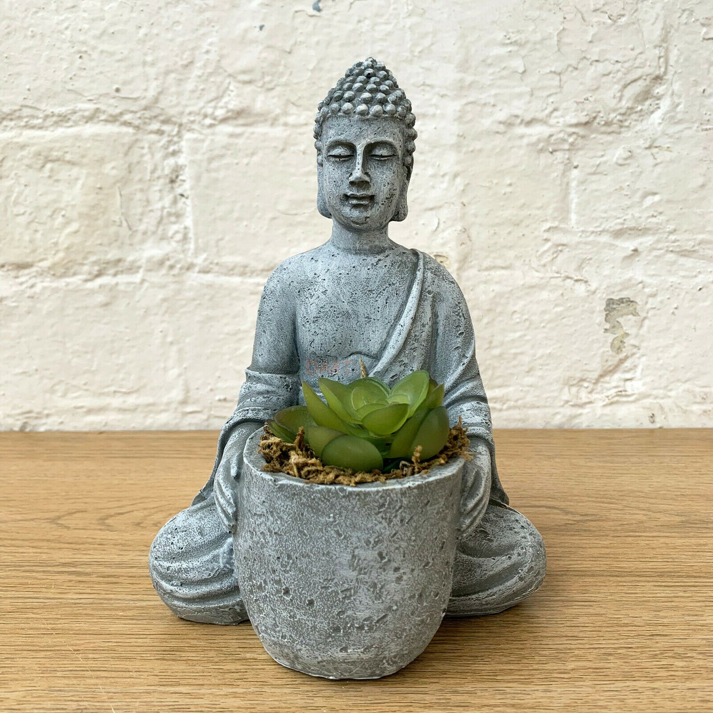 Künstliche Sukkulente für den Innenbereich, meditierender Buddha aus Kunstharz, 19 cm
