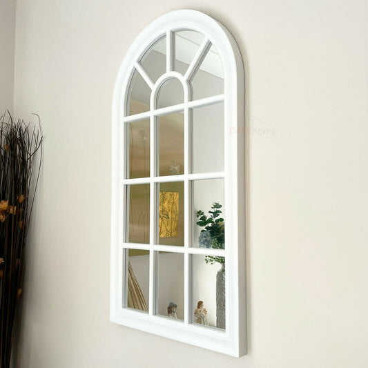White Arched Window Mirror 70cm