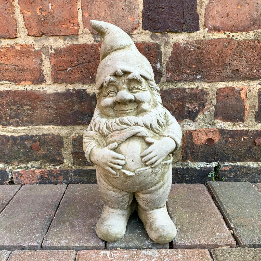 Stone Jolly Gnome Garden Sculpture