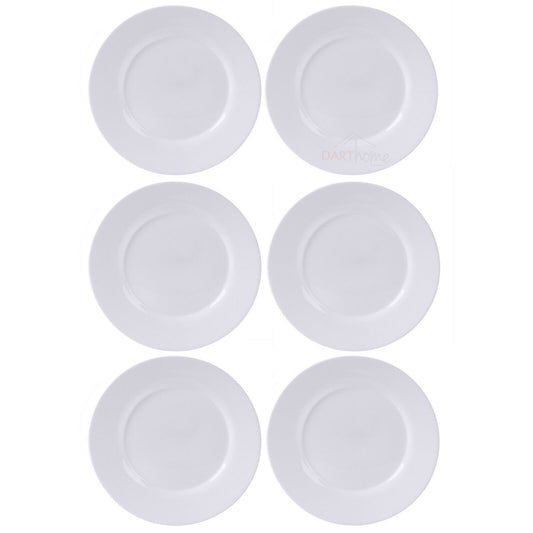 6pc White Ceramic Dinner Plates 25cm