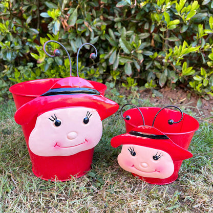 Red Wobble Head Ladybird Plant Pots