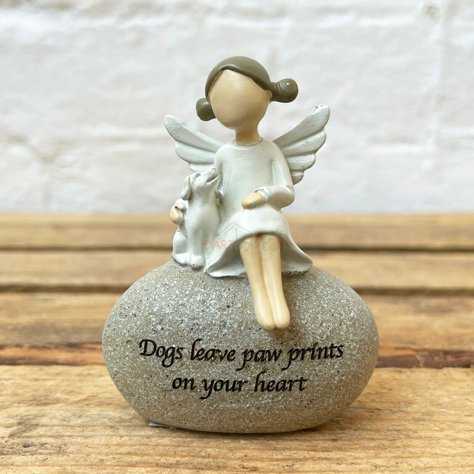 Miniature Dogs Leave Paw Prints On Heart Angel Sentiment Stone Gift