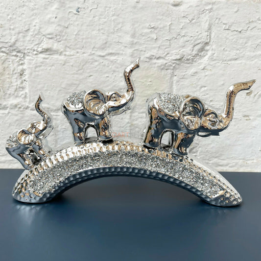 Ceramic Diamante Elephant Bridge Figurine