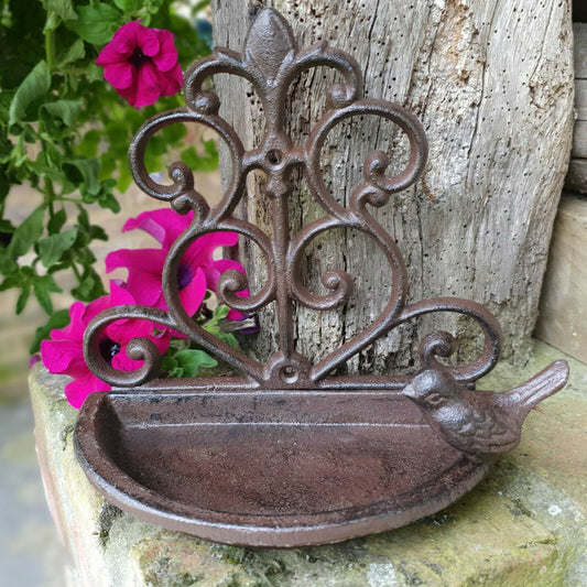 Cast Iron Ornate Wall Bird Bath