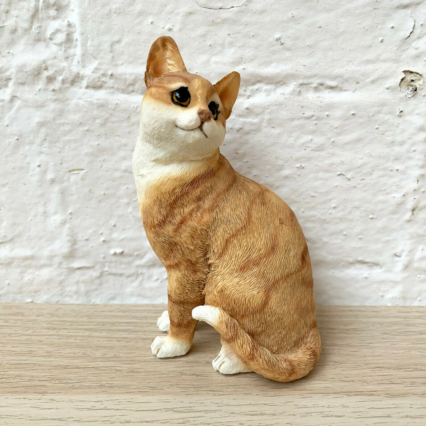 Sitting Ginger & White Cat Ornament 12cm