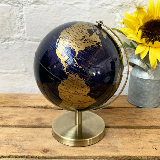 Gold & Blue Globe Ornament