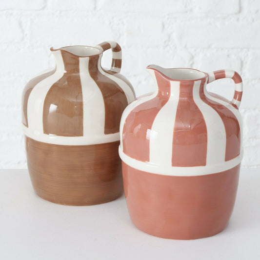 Set Of 2 Roman Style Ceramic Jug Vases
