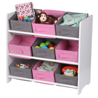 Childrens Pink 9 Open Drawer Storage Unit