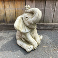 Heavy Stone Trunk Up Elephant Sculpture