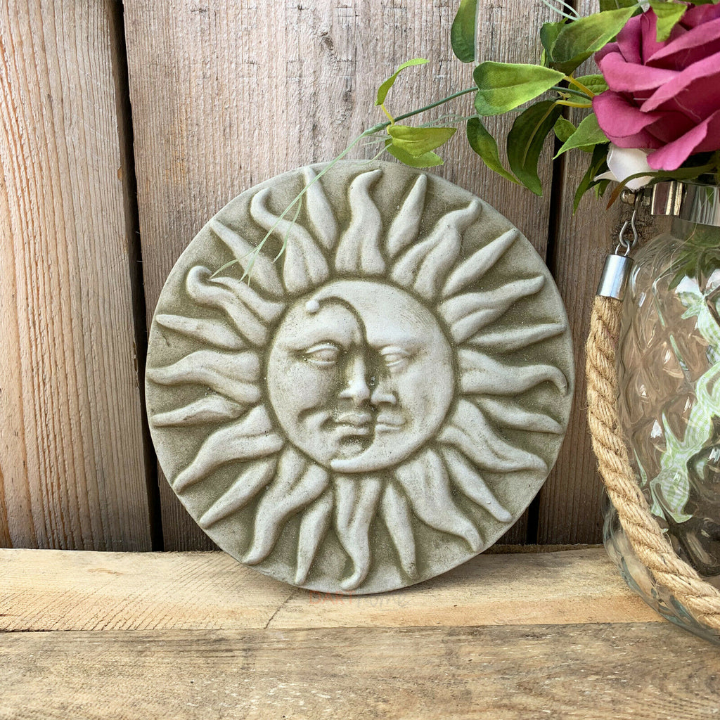 Stone Sun & Moon Garden Wall Plaque