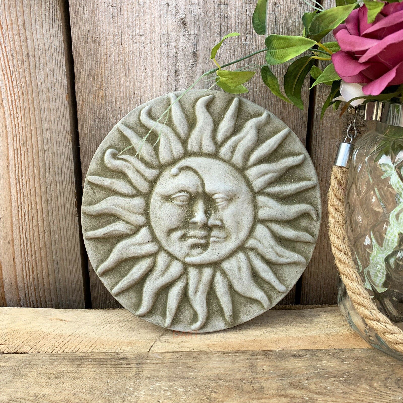 Stone Sun & Moon Garden Wall Plaque
