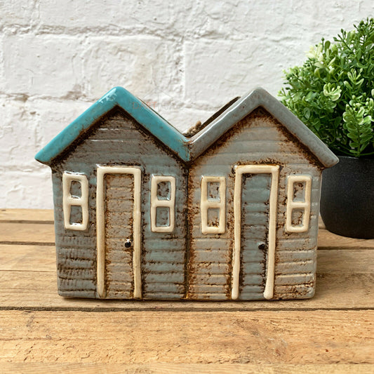 Ceramic Village Pottery Multi Beach Houses Plant Pot 20cm