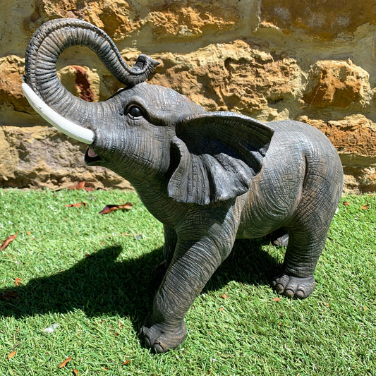 Grey Lucky Elephant Garden Sculpture Large 42cm