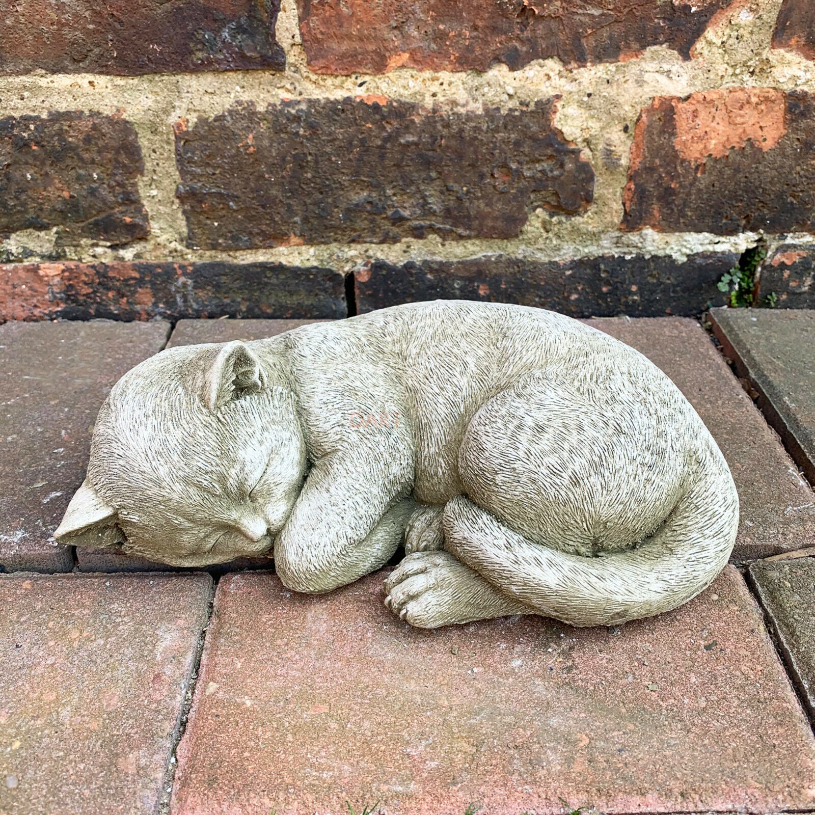 Stone Sleeping Kitten Garden Sculpture