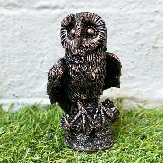 Bronze Resin Miniature Perched Barn Owl