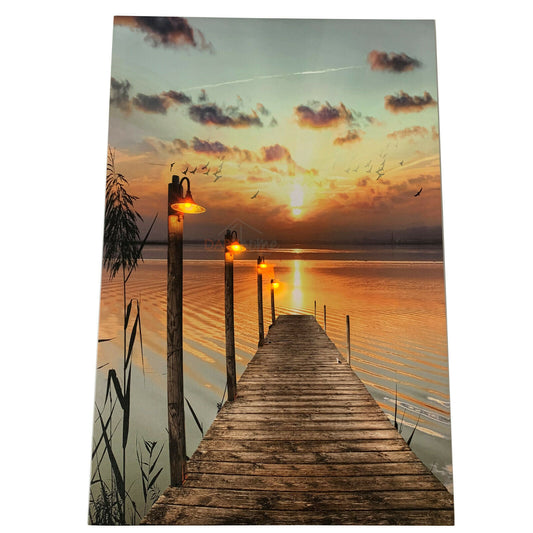 Autumn Wooden Pier LED Canvas Wall Art