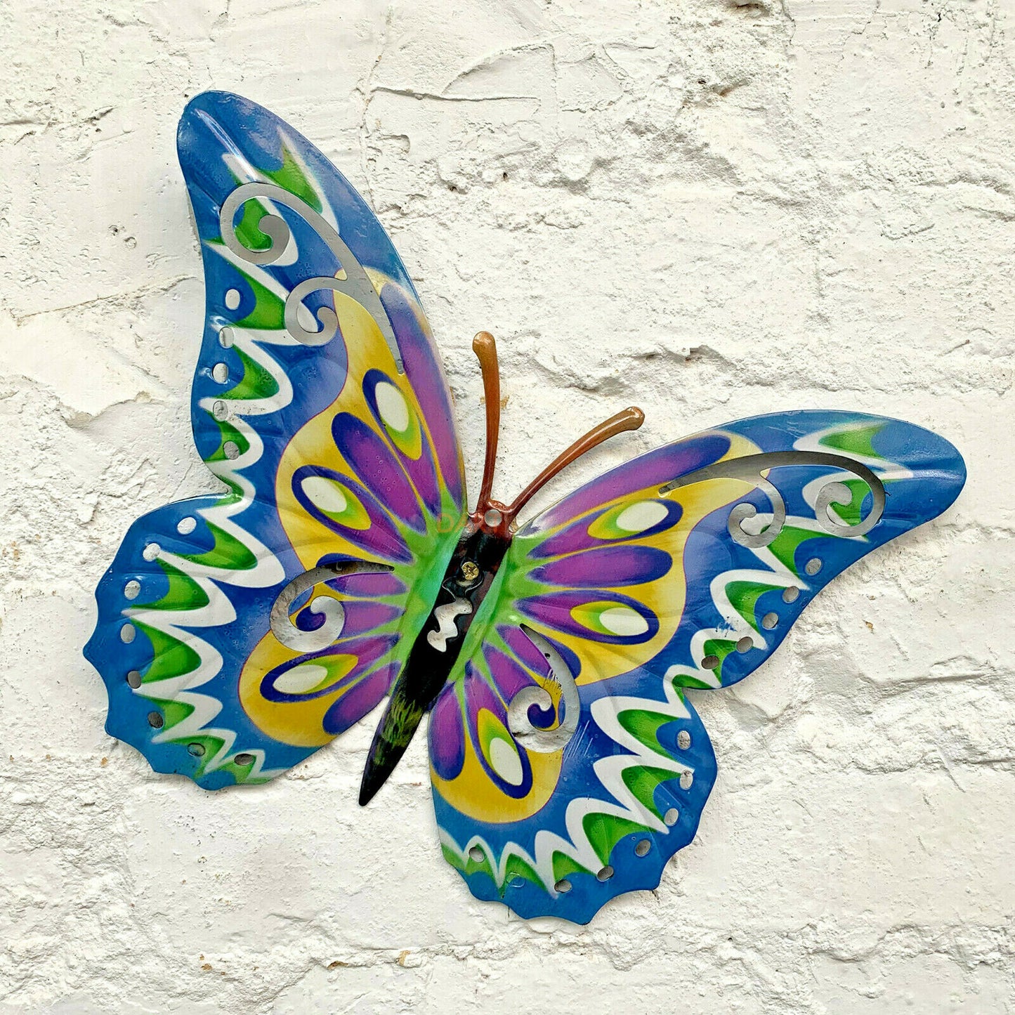 Blue Metal Butterfly Wall Art