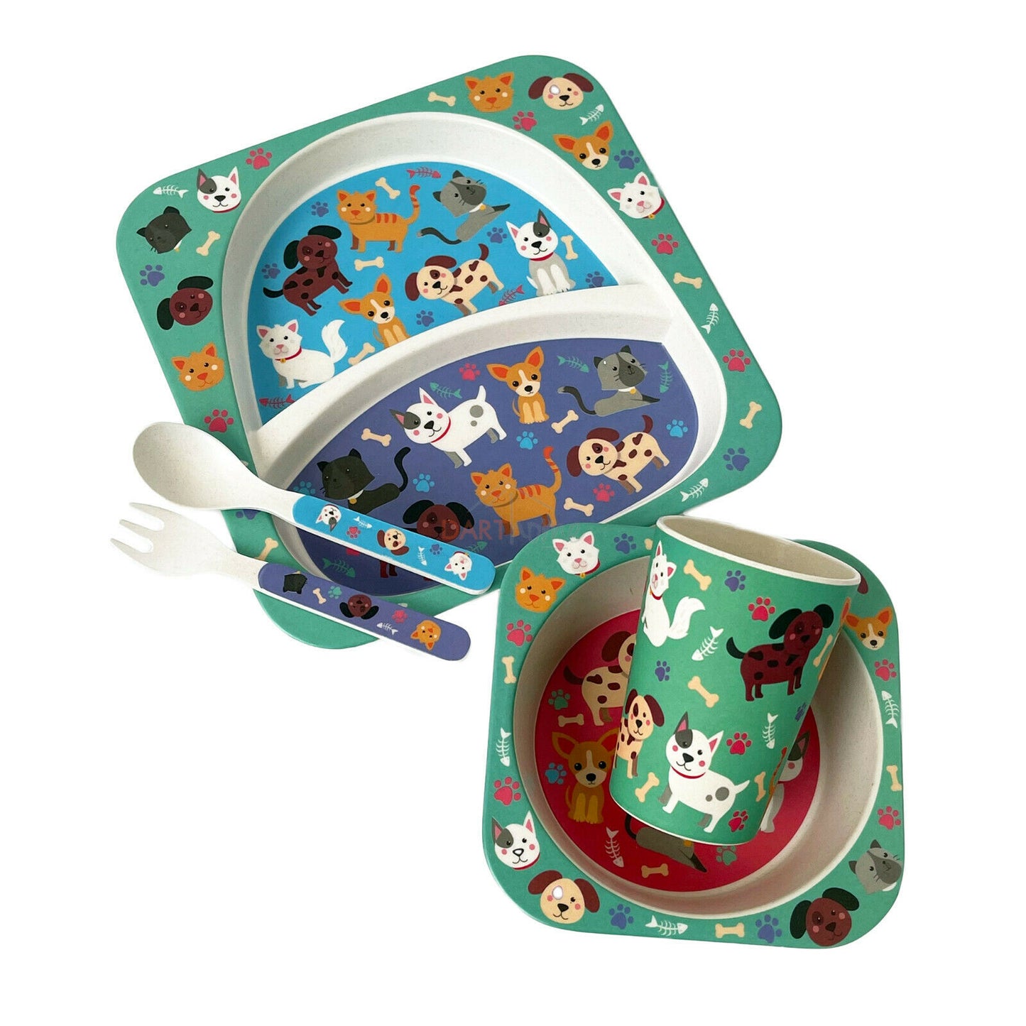 Cats & Dogs Eco Friendly Bamboo Eating Set