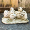 Cute Stone Mice On Small Log Garden Sculpture 1.6kg