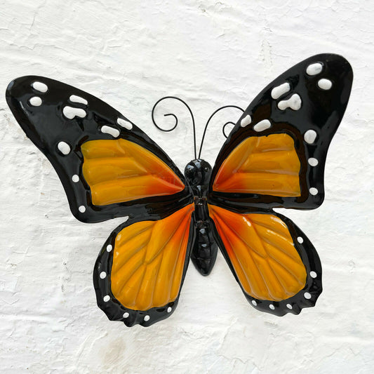 3D Orange Metal Butterfly Wall Art