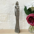 Silver Resin Tall Elegant Lady Figurine 30cm