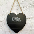 Hängende Memotafel „Garden Chores“ in Herzform, 15 cm